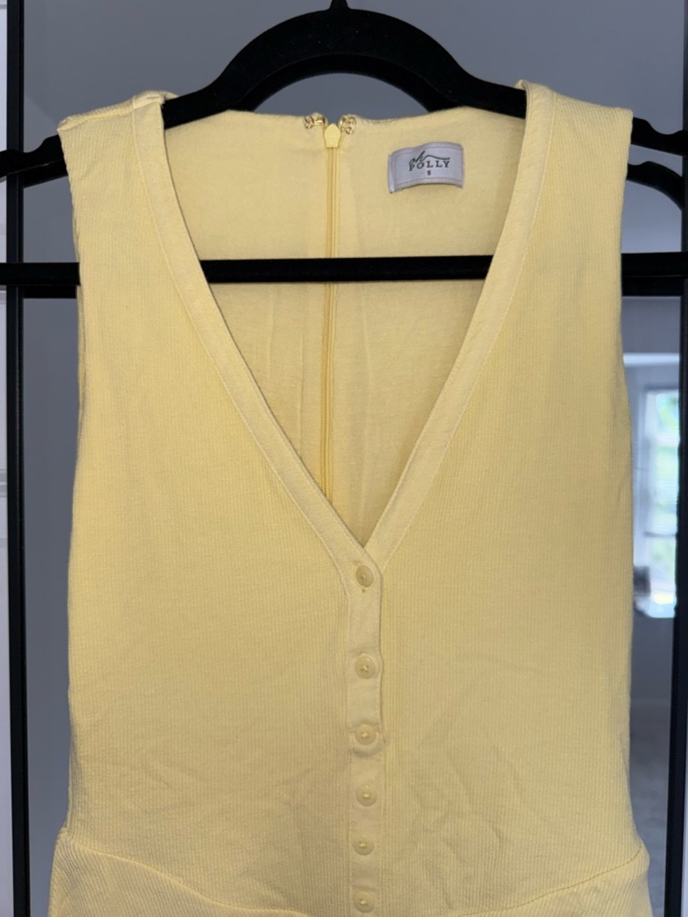 Oh Polly Pale Yellow Ribbed V‑Neck Mini Dress - Picture 9 of 13
